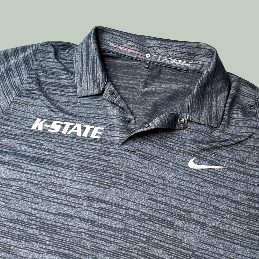 K-State Nike Polo Shirt Mens M Tiger Woods Collection Gray NCAA Golf 803189-021